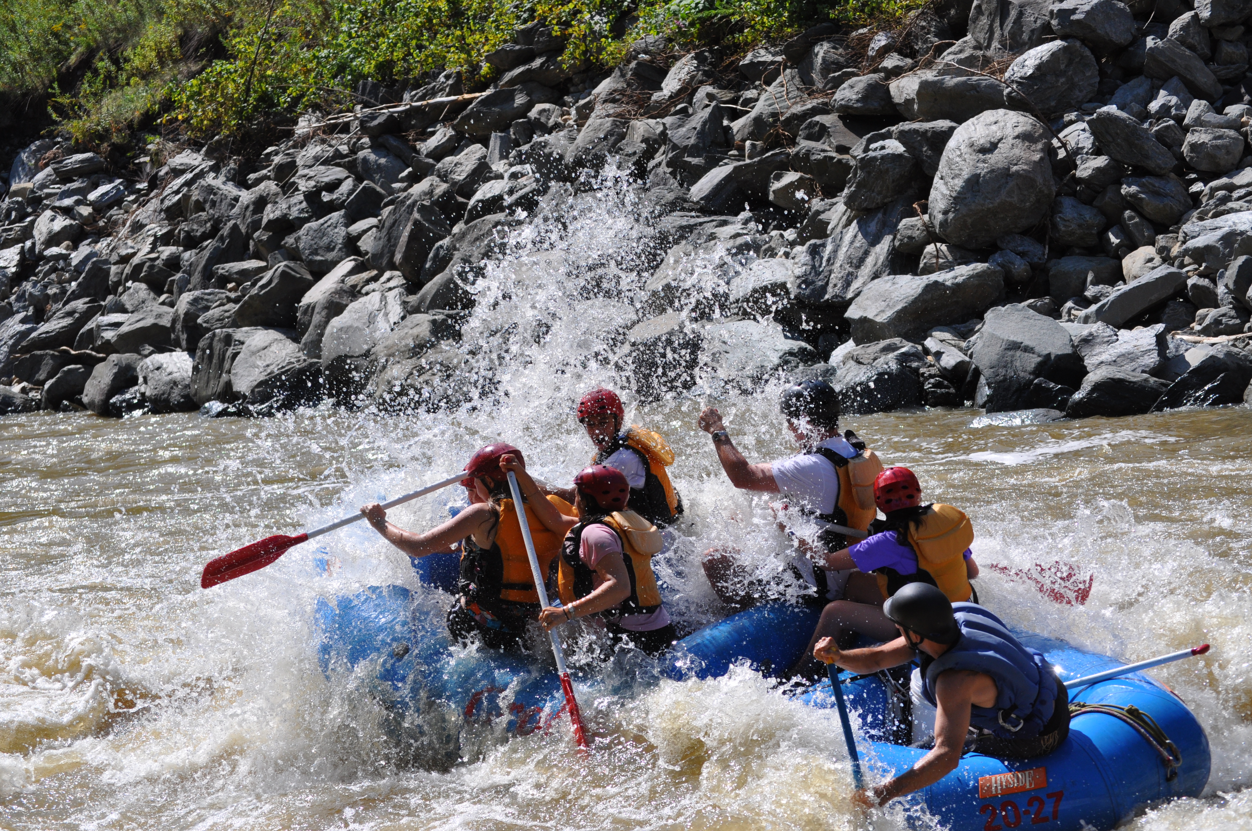 Family of 5 rafting down the West River.